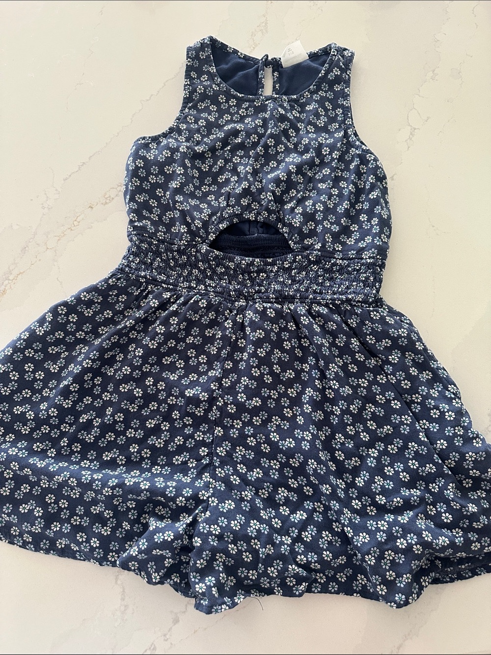 Abercrombie Kids Floral blue romper‎ with cutout size 11/12 with pockets